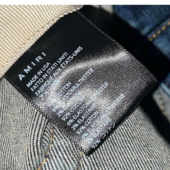 Amiri Blue Denim Shotgun Distressed Skinny Jeans Size 32 - Picture 8 of 9